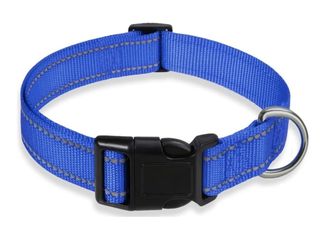 Dog Collar Adjustable Puppy Collar for Small Medium Large Dogs, Nylon Safety Collars with Leopard Print Night Visibility, Blue L