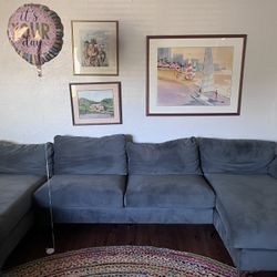MODERN U-SHAPED GREY MICROFIBER, EXCELLENT CONDITION