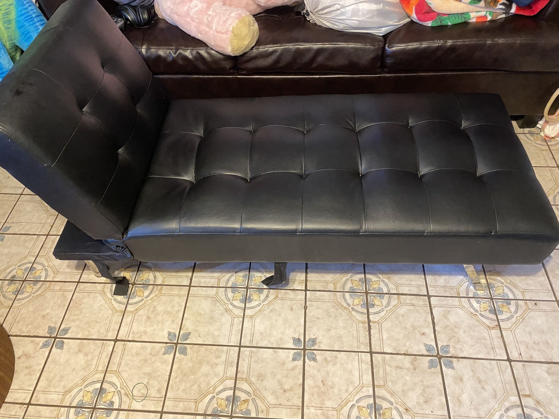 Black faux leather futon