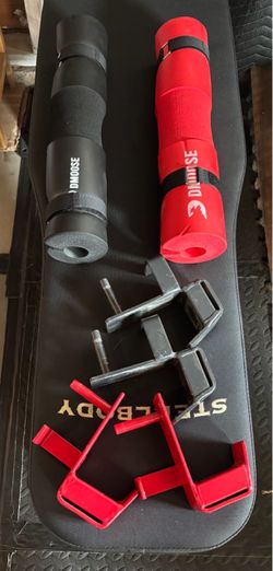 Squat rack J hooks and shoulder olympic bar pads