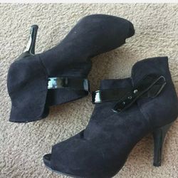 Women Madden Girl G Class Faux Suede Peep Toe Booties - Black, Size 9