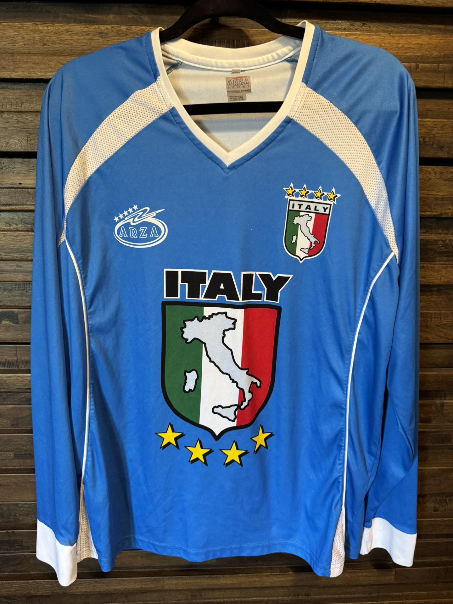 Italy Soccer Jersey Arza Sport MED Design Soccer Home Long Sleeve Shirt EUC