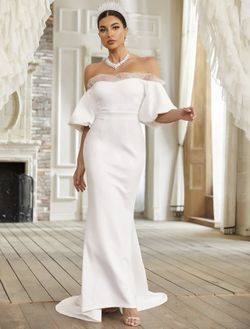 Elegant Off Shoulder Wedding Dress 4(S)