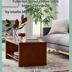 Brand New  Threshold Fullerton Wood Coffee Table Brow