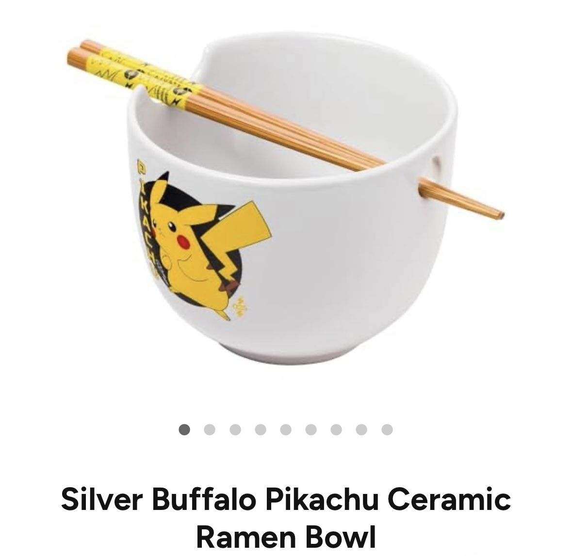 Silver Buffalo Pokemon Pikachu Ceramic Ramen Noodle Rice Bowl w/ Chopsticks 20oz