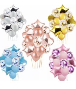 14pcs/set Wedding Birthday Balloons Latex Foil Balloons 🎈 Available Gold Blue Silver Rose Gold Pink