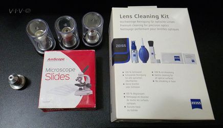 Microscope Objectives, Slides and Lens Cleaning Kit
