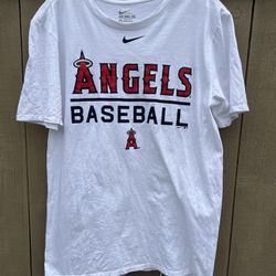 Los Angeles LA Anaheim Angels Baseball The NIKE Tee White Logo Mens TShirt - Med