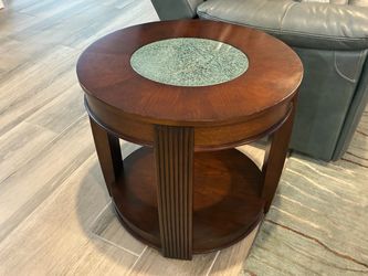 Cherry Wood End Table with Glass Inlay