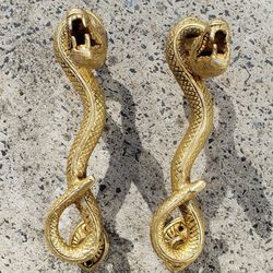 Brass Pair Of Snakes Door Handle