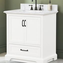 Brand New White 30'Inch Bathroom Vanity w Marble Countertop