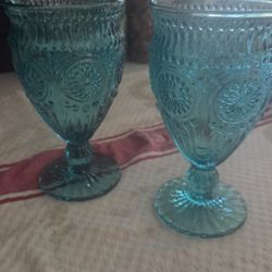 Turquoise Vintage Glasses Set Of 2