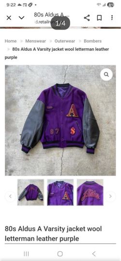 Vintage Aldus Varsity Leather & Wool Bomber Style Jacket Coat Size Small