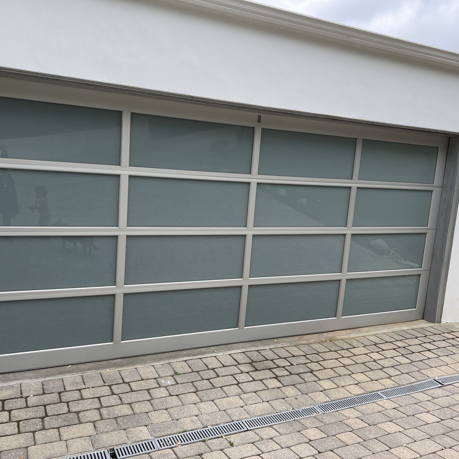 Silver & White Laminate (Privacy) Glass Garage Door