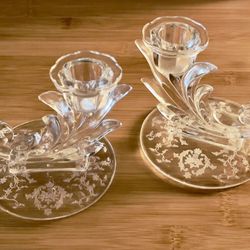 Set of 2 Fostoria Baroque Candleholders 