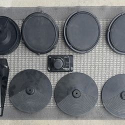 Drum Pads, Electronic Cymbals, Hi Hat Pedal And Bass Drum Trigger