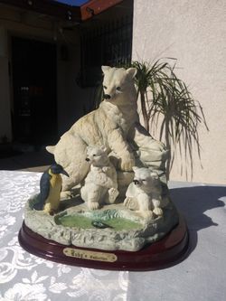 Polar Bear With Cubs And Penguin Figurine.  $20 Or B.O.
