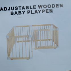 Adjustable Wooden Baby Playpen 