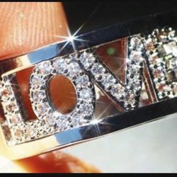 *NEW ARRIVAL* Crystal LOVE YOU Band Ring Jewelry SZ 6 /7/8 *See My Other 800 Items*
