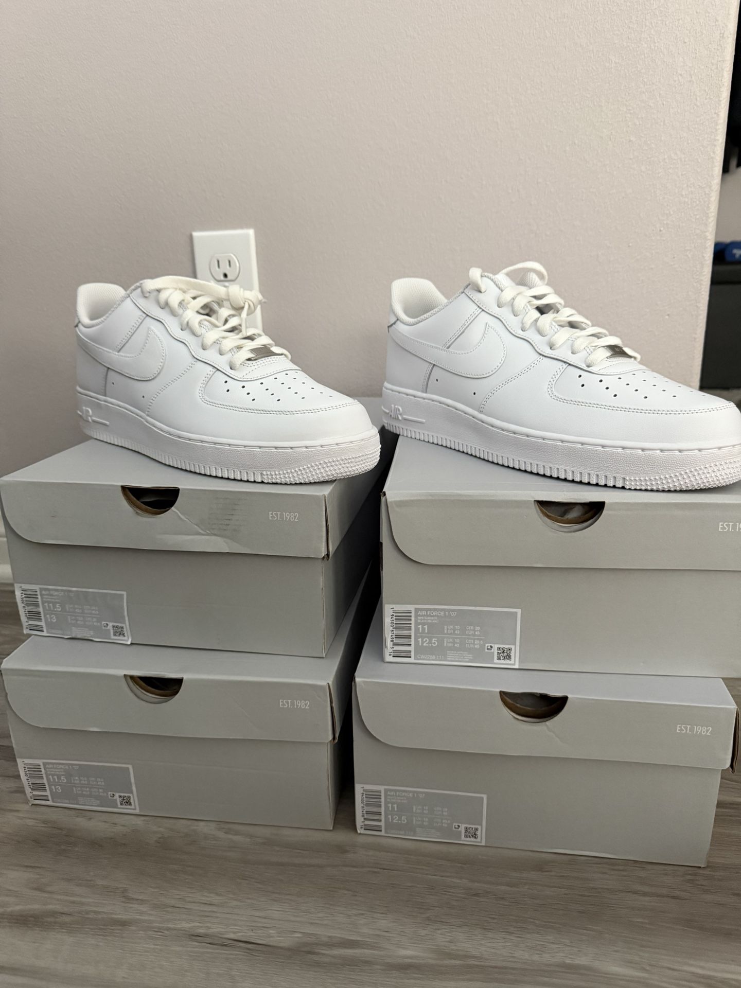 Air Force 1 ‘07 $80 Each Size 11, 11.5