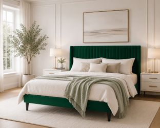Full bed Velvet Bed Frame green