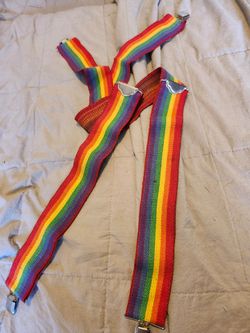Rainbow Stripe Clip-On Suspenders