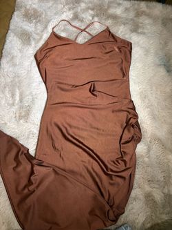 Brown Satin Slip Maxi Dress