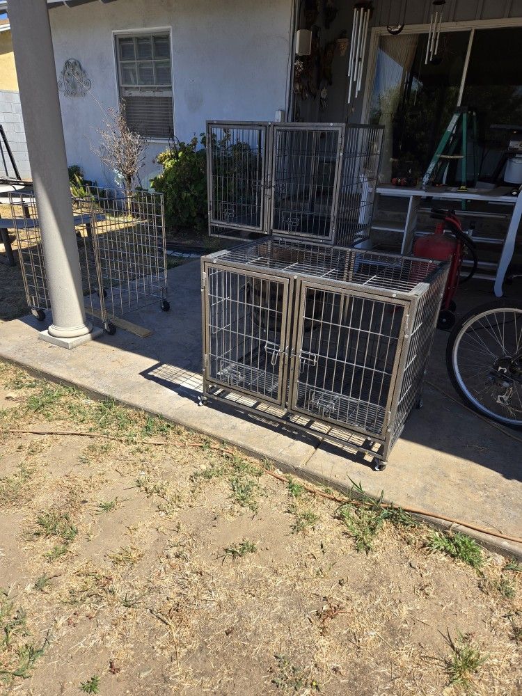 Dog Crates, 1 Single And 1 Double, Stackable