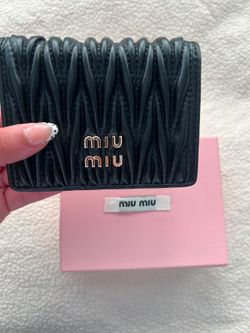 Miu Miu Matelassé Black Leather Compact Wallet