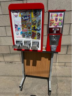 Sticker 3 row & 1, one inch capsule 50 cents on stand, wheels , locks & keys