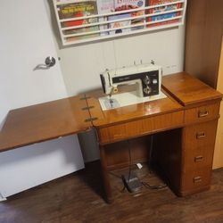 Sears Cabinet Sewing Machine With All The Extras! One Owner!