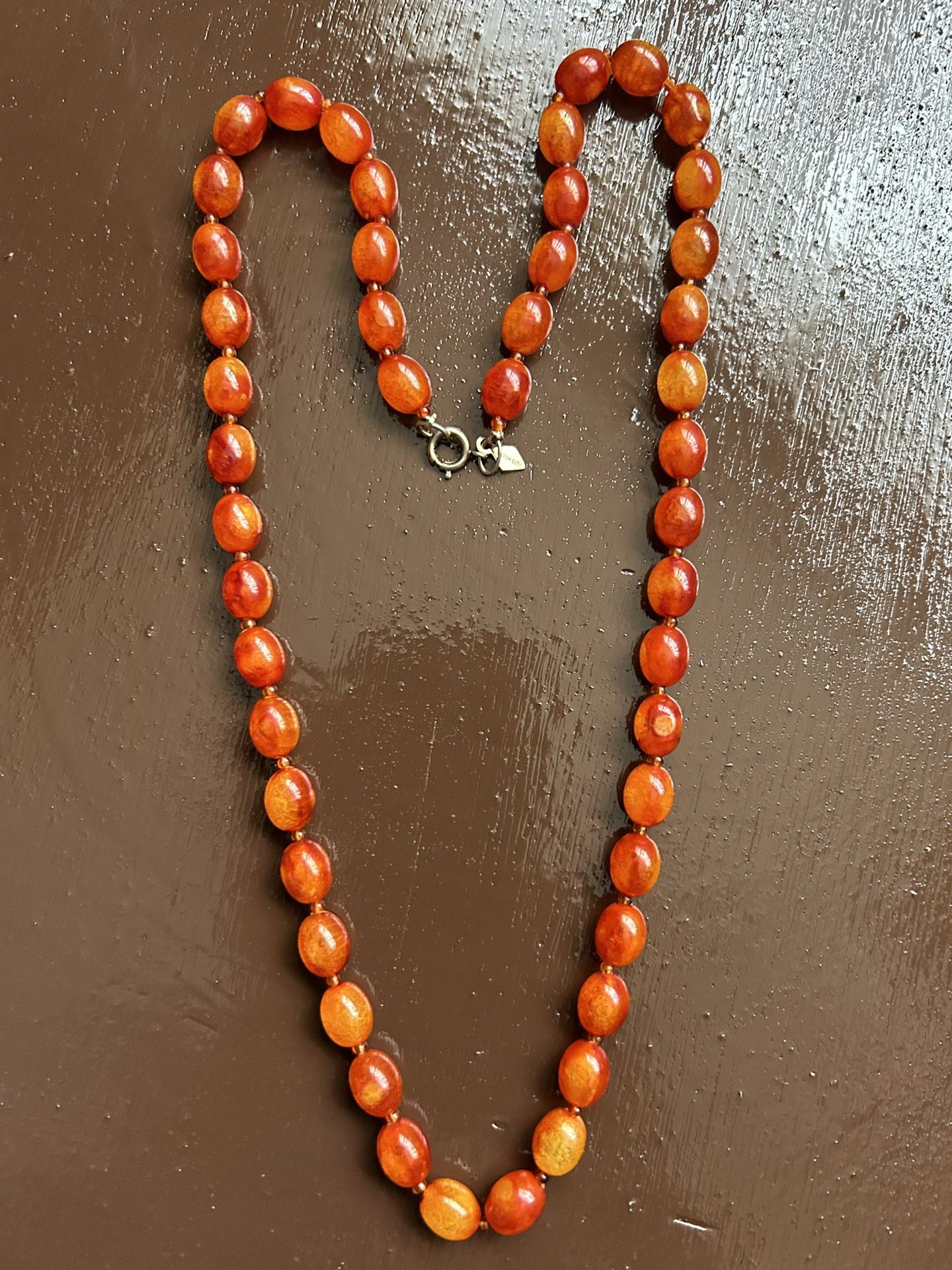 VINTAGE SARAH COV AMBER RESIN BEADS NECKLACE FOR SALE