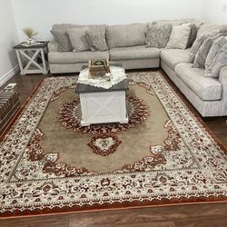 L Couch With Cofee Table And 2 End Table And Rug
