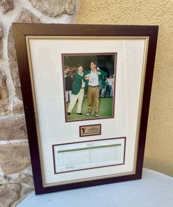 Framed Fred Couples 1992 Masters Photo And Signed Scorecard