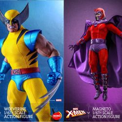 WOLVERINE METTALIC BLUE/YELLOW AND MAGNETO SET 1/6 SCALE