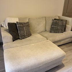 Cream Couch With Ottoman 