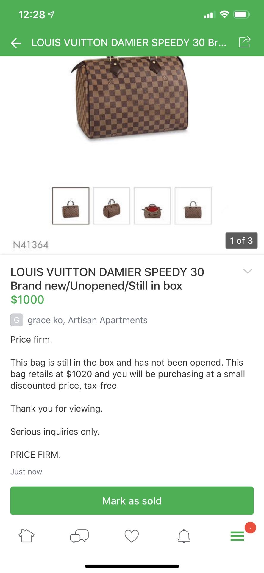 Louis Vuitton Damier Speedy 30 -BRAND NEW/STILL IN BOX