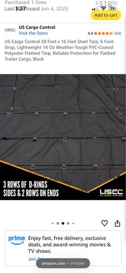US Cargo Control 20 Feet x 16 Feet Steel Tarp, 6 Foot Drop, Lightweight