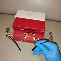 Cartier Glasses Clear Lens Gold Frame 