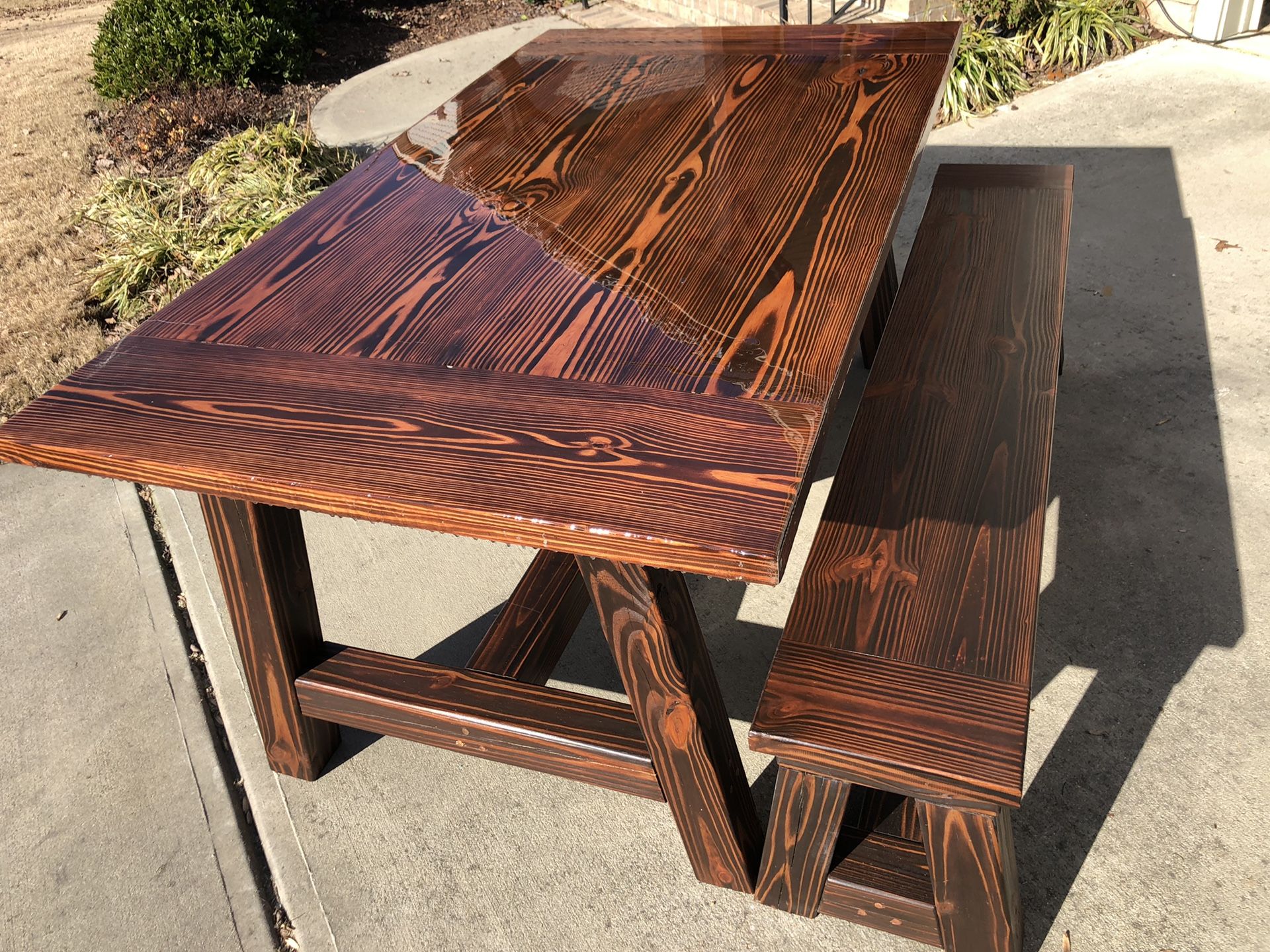 Epoxy top! Barn/ farmhouse table! New just competed with bench!