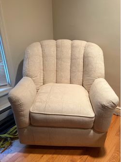 Cream Upholstered Accent  Swivel Chair