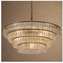 MeiYDeng 4-Tier 40 Inch Clear Crystal Glass Chandeliers, Modern Round Luxury 10 Lights Hanging Pendant Light Fixture, for Dining Living Room, Bedroom,
