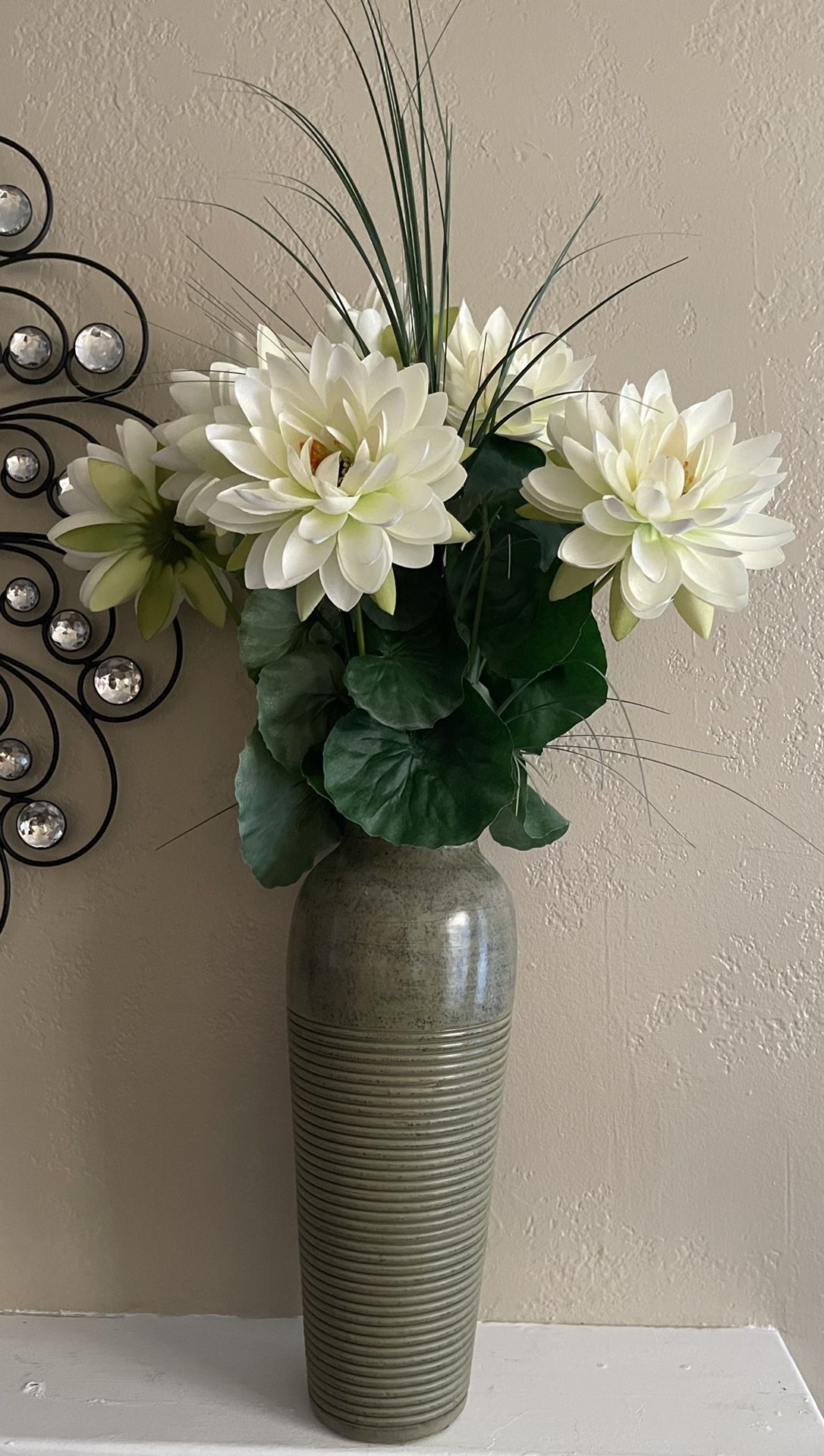 Ceramic Decorative Vase Green 14 in H