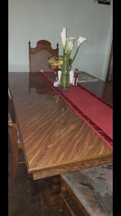 Wood dining table.