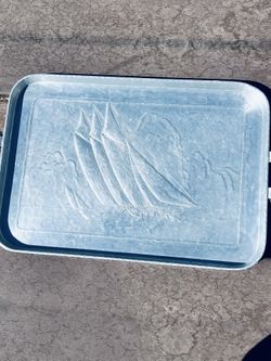  Arthur Armour Art Deco Mid Century Hammered Aluminum Tray