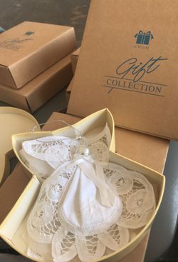 Lace Angel Ornaments in a gift box. 2 per box. 6 boxes