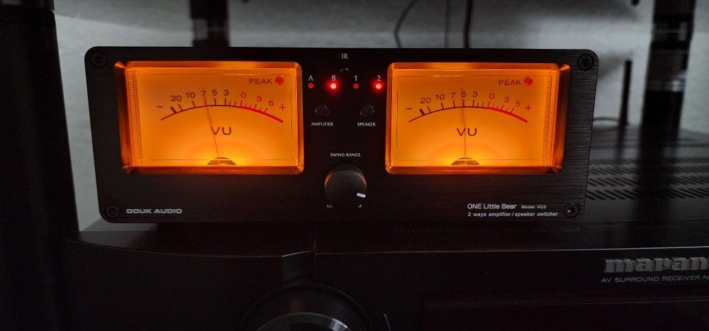 Douk Audio VU3 Dual Analog VU Meter 2-way Amplifier/Speaker Audio Switcher 