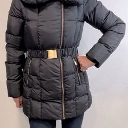 Cole Haan Asymmetrical Pillow Collar belted Puffer Down Small