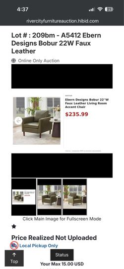 Faux Leather Living Room Accent Chair Dark Green
