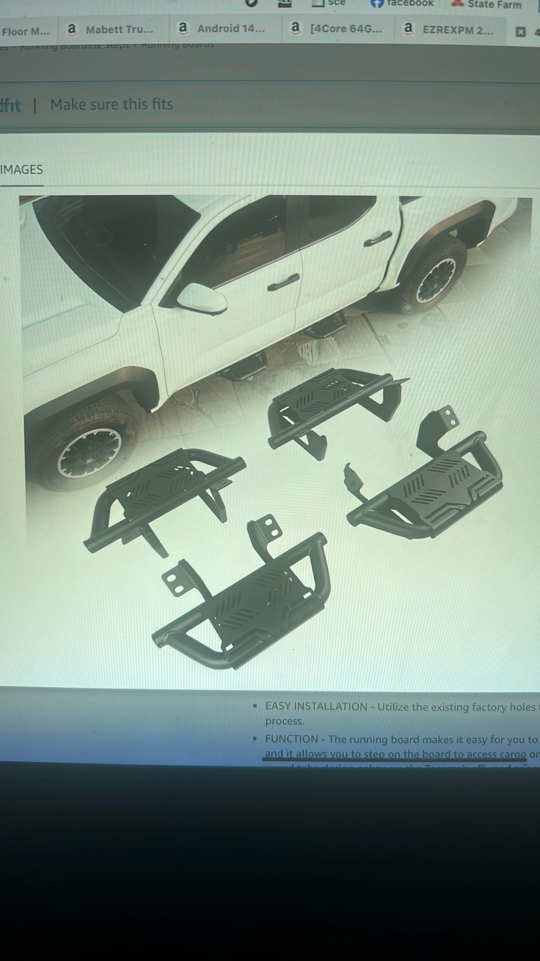 NEW 4PCS EZ Side Steps. For 2024 and 2025 Toyota Tacoma Double Cab Running Boards Nerf Bars